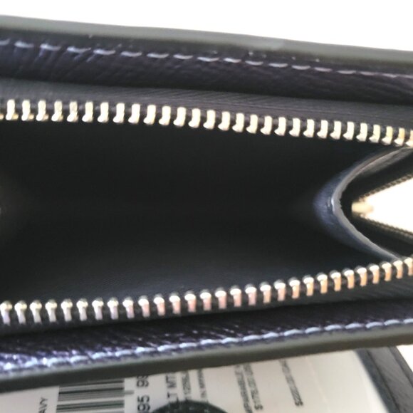 Coach CCL96 Snap Wallet Metallic Signature Small Clutch Blue Navy - Picture 7 of 7
